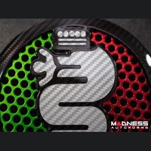 Alfa Romeo 4C Carbon Fiber Speaker Grill Covers - Alfa Logo in Italian Colors